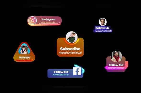 Stylish Social Media Subscribe and Follow Lower Thirds Animation for After Effects
