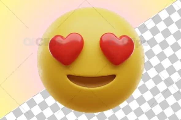 Smiling Heart Eyes Emoji - 3D Illustration