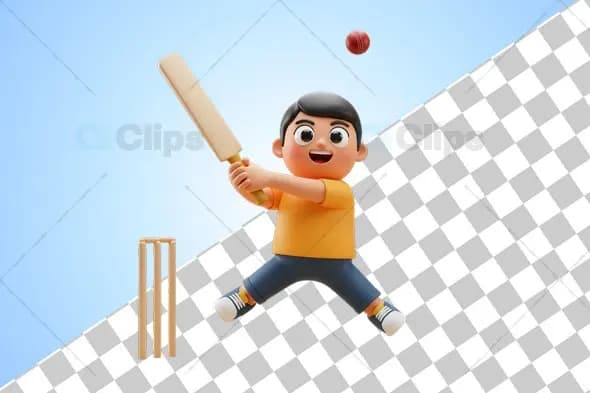 3D Cricket Boy in Action