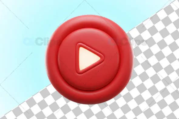 3D Red Play Button Icon