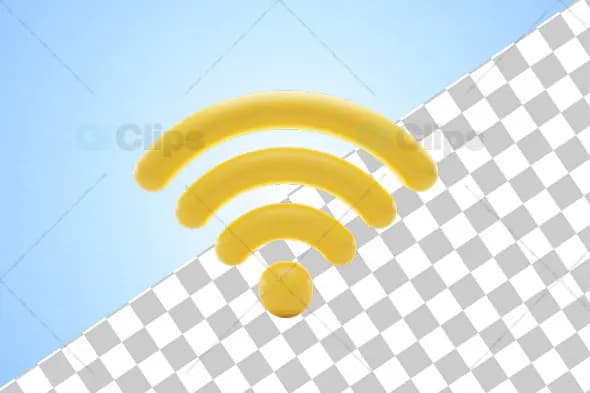3D Yellow Wi-Fi Icon