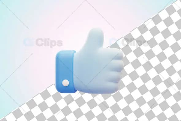 3D Blue Gradient Thumbs Up Icon