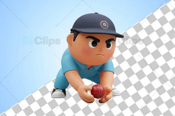 Cricket Fielder in Action Pose