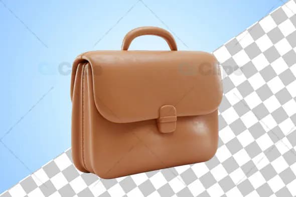 3D Minimalist Brown Briefcase Icon