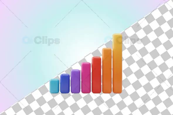 3D Multicolor Bar Chart Icon