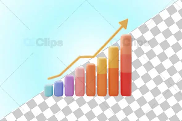 3D Growth Chart with Arrow Icon
