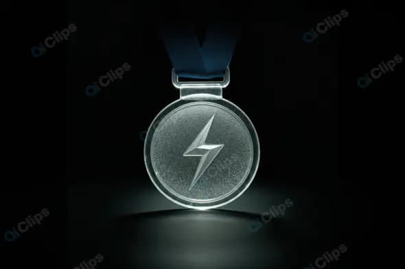 Silver Medal with Lightning Bolt Design on Dark Background