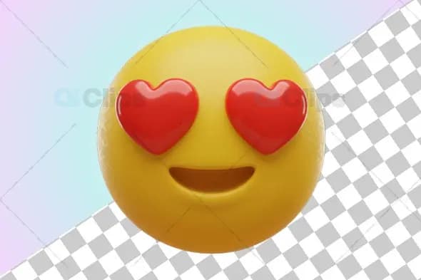 Heart Eyes Emoji - 3D Render
