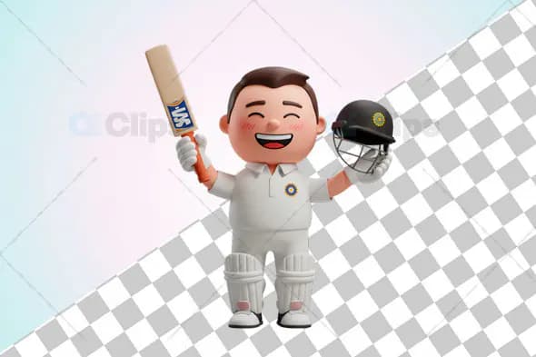 3D Cricket Player Celebrating a Century Pose