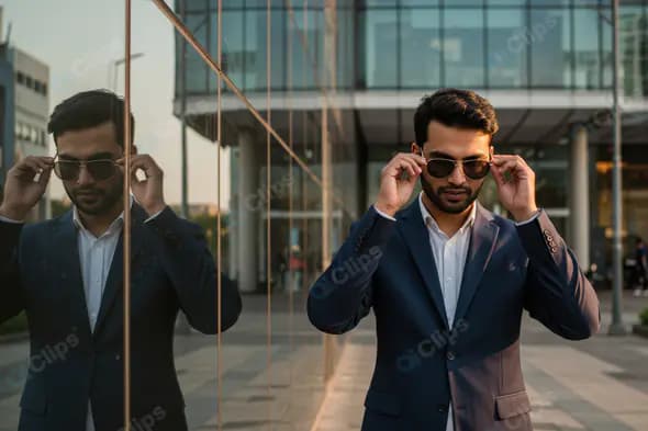Confident Indian Businessman in Sunglasses – Modern Urban Corporate Look