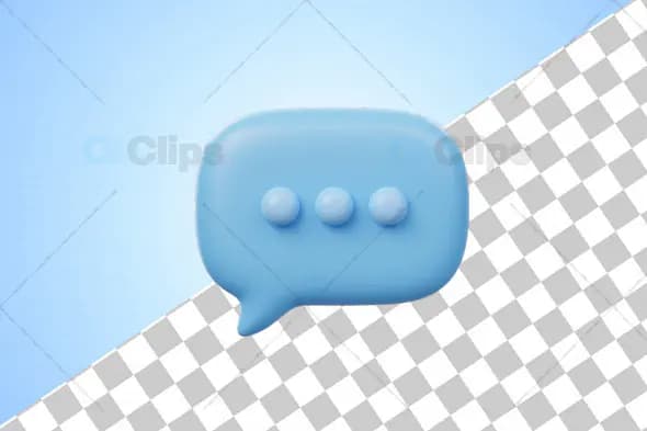 Glossy 3D Blue Chat Bubble Icon