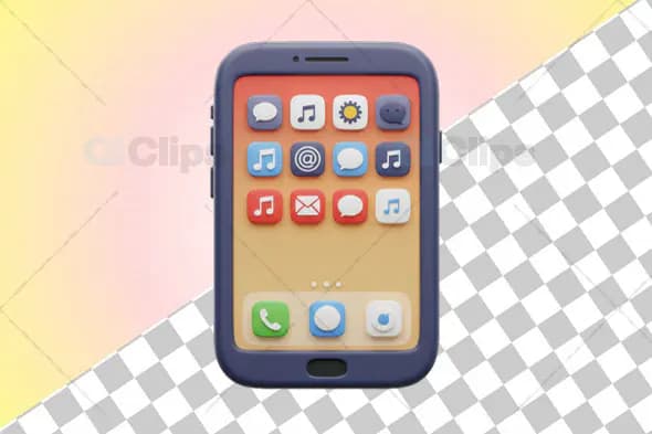 3D Smartphone with Icon Dashboard