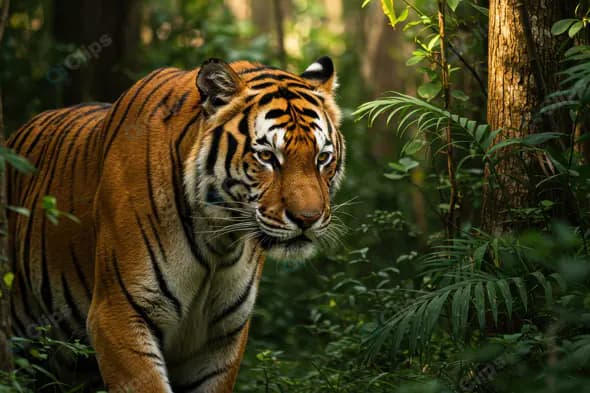 Majestic Bengal Tiger Stalking Through Jungle – Wildlife Photography for Nature Projects