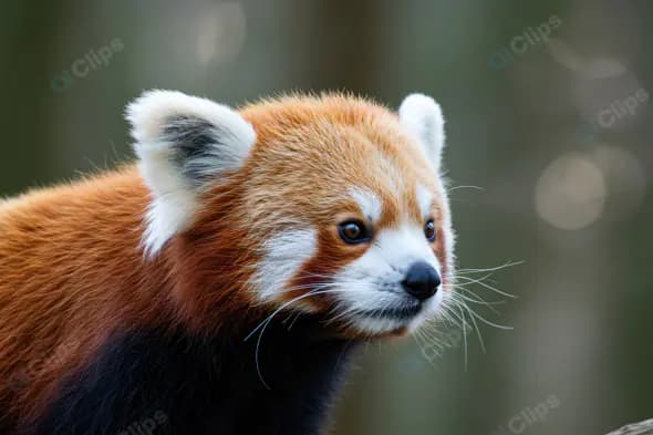 Close-Up of Red Panda with Fluffy Fur in Natural Habitat