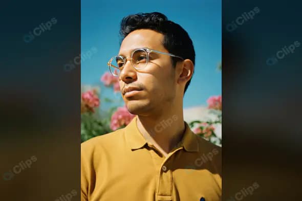 Stylish Man in Yellow Polo with Glasses Outdoors