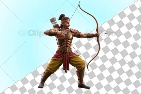 Warrior Archer in Ancient Armor - 3D Illustration