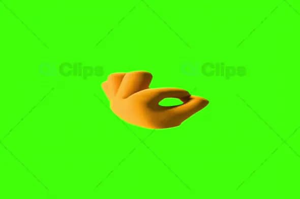 3D Yellow Hand OK Gesture on Green Screen Background