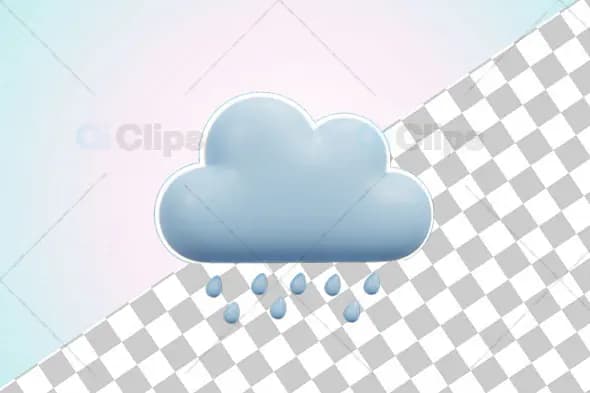 3D Minimal Rain Cloud Icon