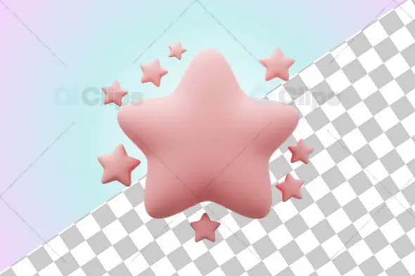 3D Pink Star Cluster Illustration