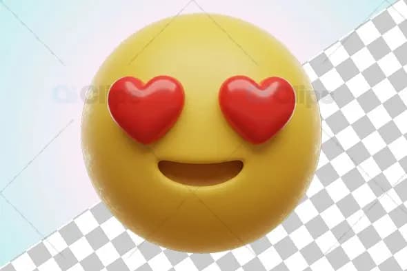 3D Heart Eyes Emoji - Love Expression