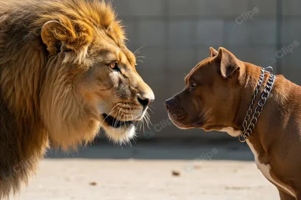 Lion vs Pitbull: Intense Face-Off Moment Captured
