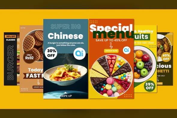 Food Advertisement Reels Pack for After Effects | Fast Food, Fruits & Desserts Promo