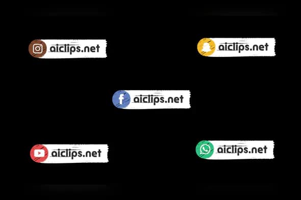 Social Media Icon Lower Thirds Pack for After Effects – Handcrafted Brush Style