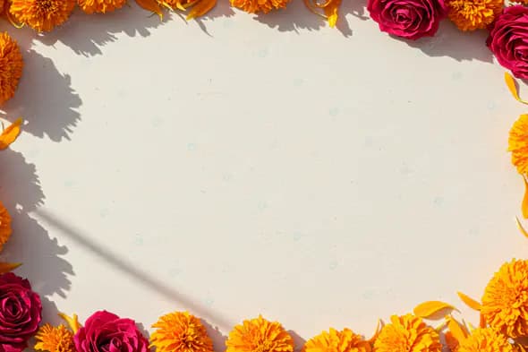 Marigold and Rose Floral Frame