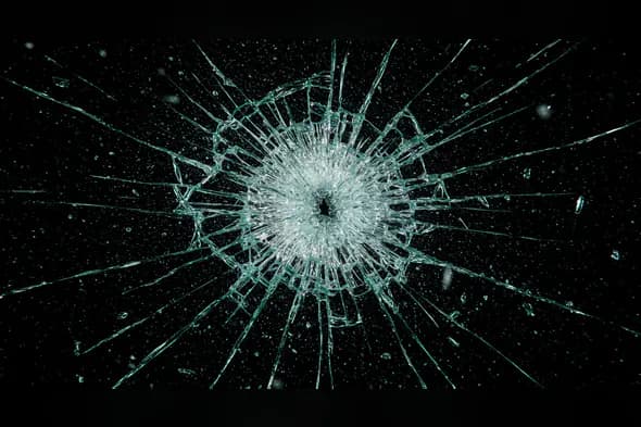 Broken Glass Texture with Bullet Hole Impact