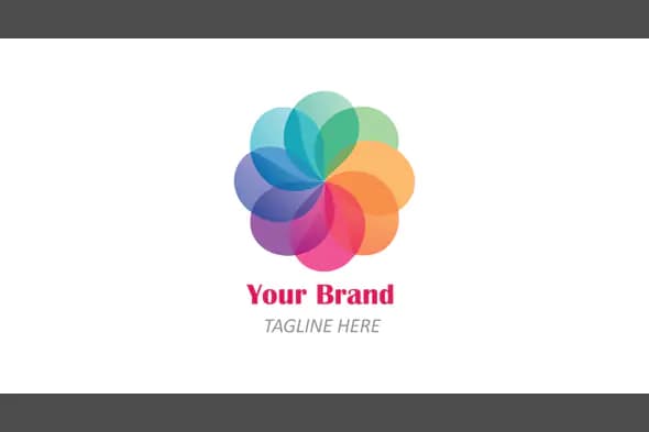 Overlapping Petals Flower Logo in Gradient Colors for Creative and Wellness Brands
