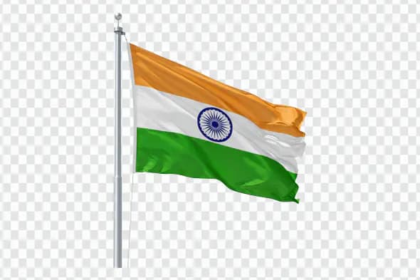 Indian Tricolor Flag PNG on Transparent Background