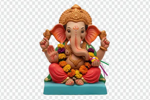 Colorful Ganesha Idol with Floral Garland