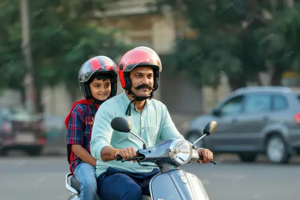 Father-Son Scooter Ride in Urban India