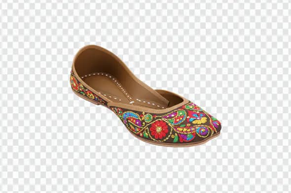 Colorful Indian Jutti PNG – Traditional Embroidered Footwear Design
