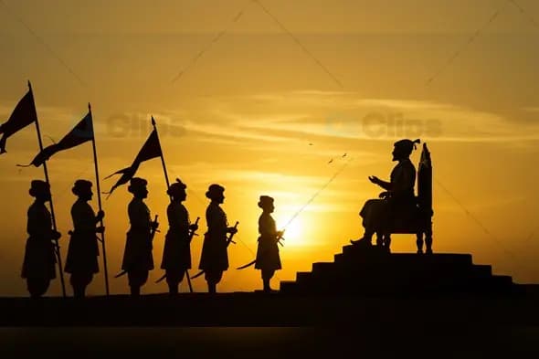 Chhatrapati Shivaji Maharaj Royal Procession Silhouette at Sunset