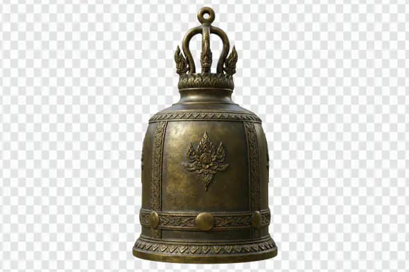 Antique Temple Bell with Ornate Detailing – Indian Spiritual Decor Element