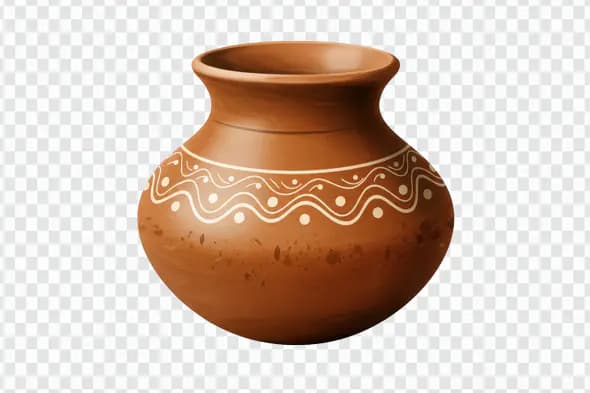 Traditional Matka Pot PNG – Clay Water Pot with Tribal Art for Indian Design