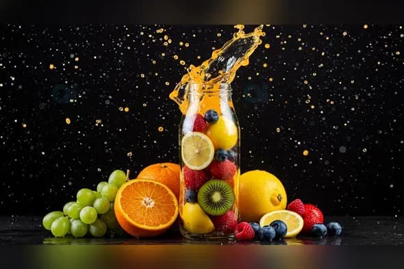 Vibrant Fruit Splash Stock Image for Creative Projects