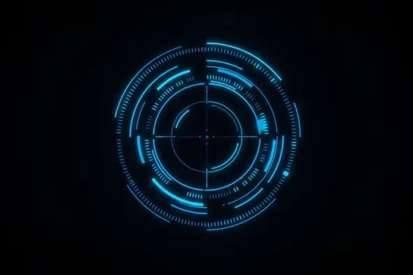 Futuristic Blue Circular HUD Interface on Black Background