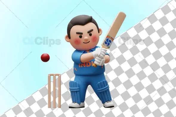 Indian Cricket Player 3D Illustration
