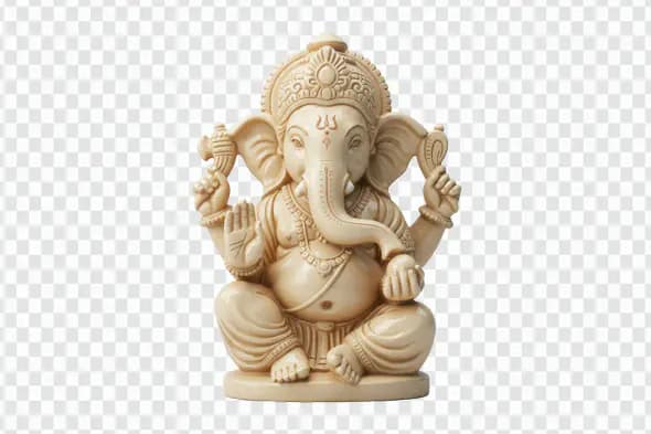 Ivory Ganesha Idol PNG – Elegant Ganpati Clipart with Transparent Background