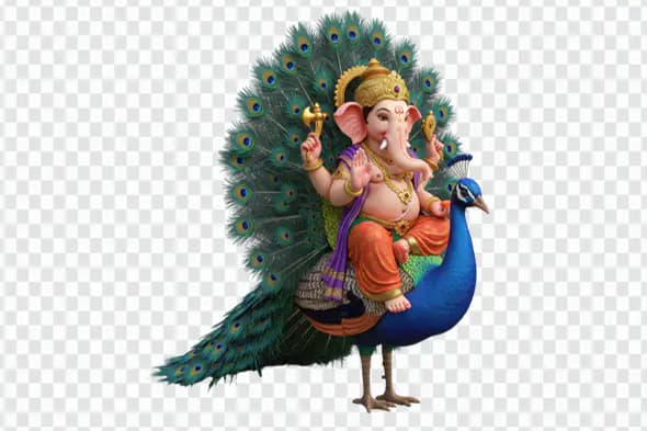 Ganesha Riding Majestic Peacock