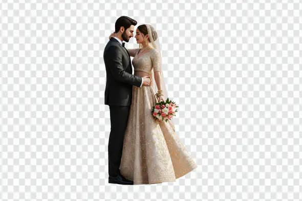 Indian Bride and Groom PNG for Wedding Invitations & Designs