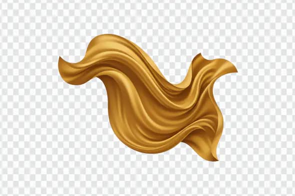 Flying Golden Cloth PNG – Shiny Fabric Texture with Transparent Background