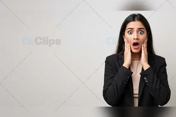 Shocked Businesswoman in Sharp Professional Attire