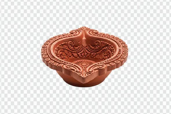 Traditional Indian Clay Diya for Diwali Decoration