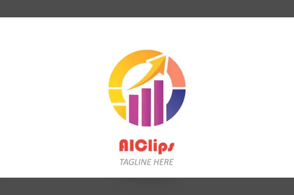 Rising Bar Graph with Arrow Logo in Colorful Circle for Finance, Analytics, and Business Growth