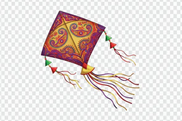 Colorful Indian Festival Kite PNG – Paisley Pattern Design