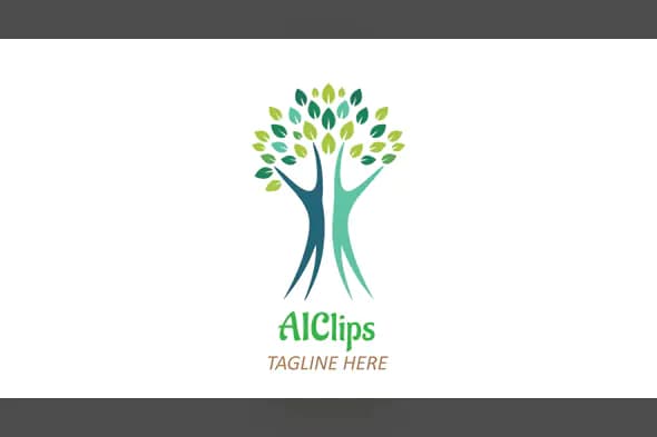 Human Tree Logo with Green Leaves for Eco, Wellness, and Community Brands