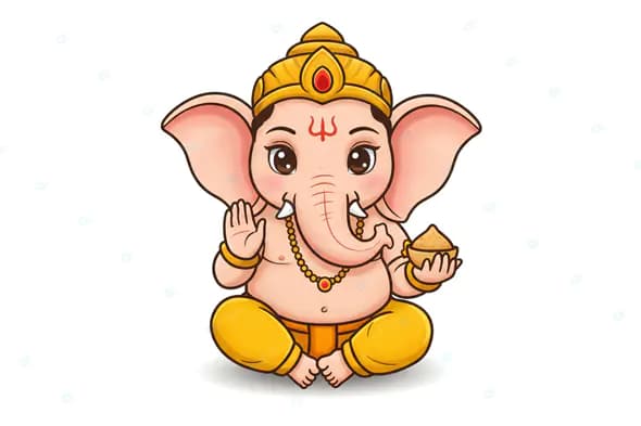 Cute Cartoon Ganesha Illustration